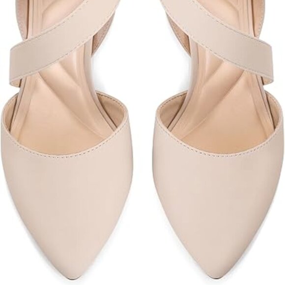 mysoft Women's Pointed Toe Low Stiletto Heel Dress Pumps Shoes Size 11 Nude - Picture 3 of 6